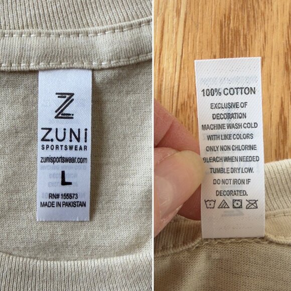 Leopard Petal Flower Graphic Tee Size L Creamy Beige Cotton Top Zuni Sportswear - Picture 5 of 7